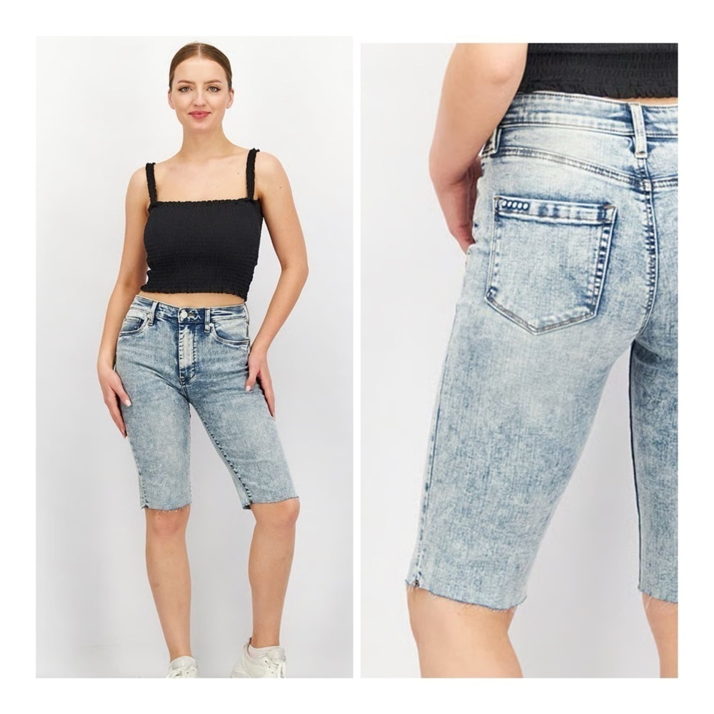 Blank NYC | Retro 80s 90s Style Acid Wash Bermuda Denim Shorts | 25